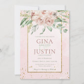 Faire-part de mariage Blush Roses & Gold Accents (Devant)