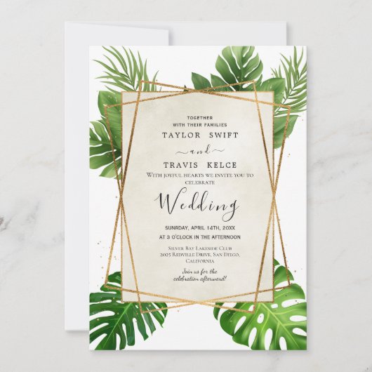 Faire-part de mariage Blush Tropical Palm (Devant)
