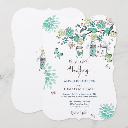 Faire-Part de Mariage Bocaux Mason | Faire-Part de (Devant / Derrière)