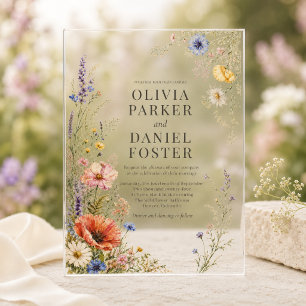 Faire-part de mariage bohème à fleurs sauvages de