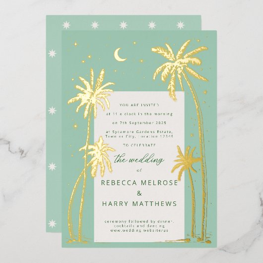 Faire-part de mariage bohème à Palm Springs avec f (Recto/Verso)