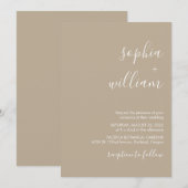 Faire-part de mariage Bohème Beige (Devant / Derrière)