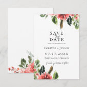 Faire-part de mariage bohème corail fleuri (Devant / Derrière)