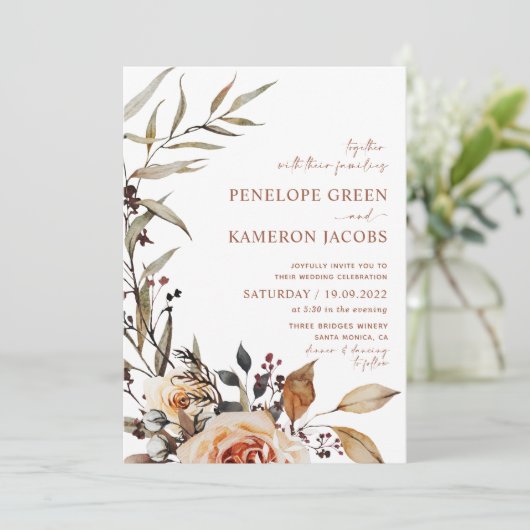 Faire-part de mariage bohème d'automne  (Debout devant)