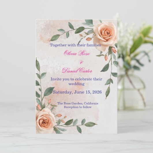 Faire-Part de Mariage Bohème et Végétal (Debout devant)