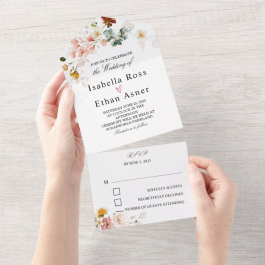 Faire-part de mariage bohème fleuri rustique  (Déchirure)