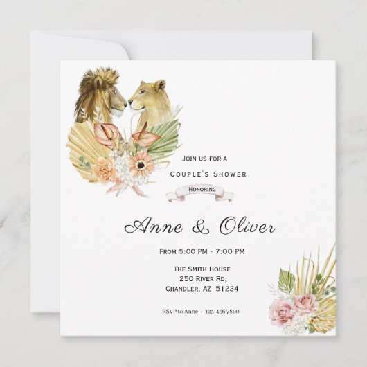 Faire-part de mariage Bohême Floral (Devant)