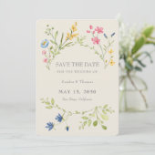 Faire-part de mariage bohème floral avec QR Code (Debout devant)
