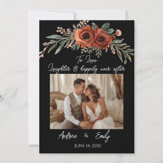 Faire-part de mariage bohème floral en terre cuite