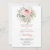 Faire-part de mariage bohème floral rose poudré fa (Devant)
