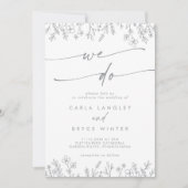 Faire-Part de Mariage Bohème Gris Calligraphie Fle (Devant)