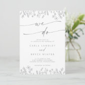 Faire-Part de Mariage Bohème Gris Calligraphie Fle (Debout devant)