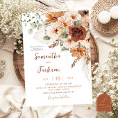 Faire-part de mariage bohème ivoire d'automne