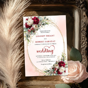 Faire-part de mariage bohème jardin Burgundy Blush