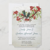 Faire-part de mariage bohème oiseaux de l'amour vi (Devant)