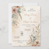 Faire-part de mariage Bohème Rustique | Fleurs séc (Devant)