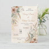 Faire-part de mariage Bohème Rustique | Fleurs séc (Debout devant)