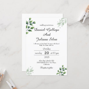 Faire-part de mariage Bohème verdure