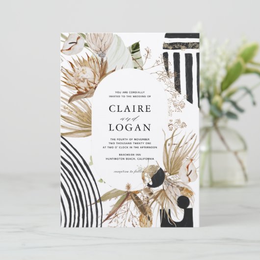 Faire-part de mariage Boho Abstrait (Debout devant)