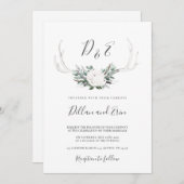 Faire-part de mariage boho Antler blanc (Devant / Derrière)