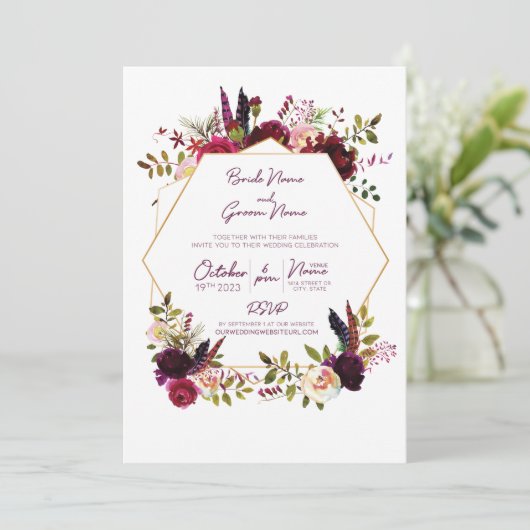 Faire-part de mariage Boho Automne (Debout devant)