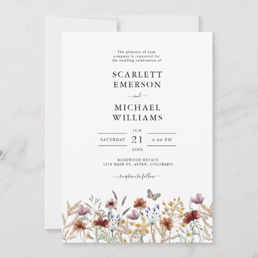 Faire-part de mariage Boho Blanc (Devant)