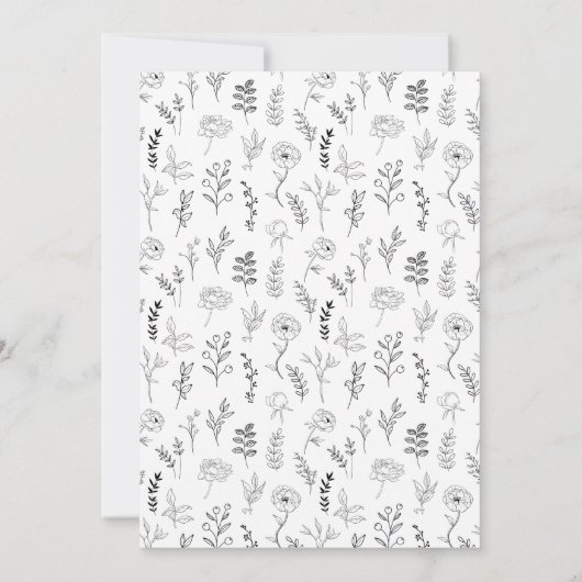 Faire-part de mariage boho blanc noir (Dos)