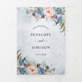 Faire-part de mariage Boho bleu foncé (Page de couverture)