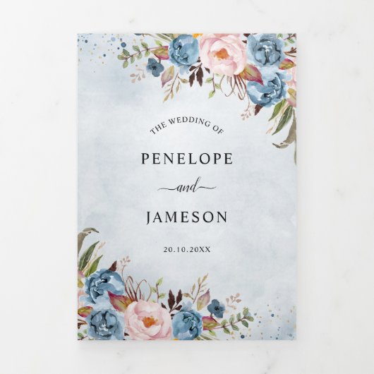 Faire-part de mariage Boho bleu foncé (Page de couverture)