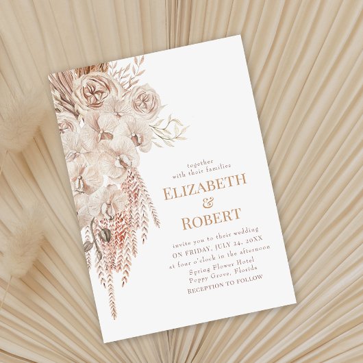 Faire-part de mariage Boho Blush Pink Orchid Peoni