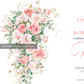 Faire-part de mariage Boho Blush Roses Verdure Or
