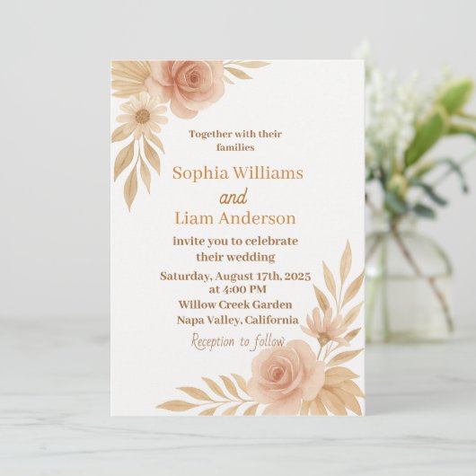 Faire-part de mariage Boho Chic – Modèle modifiabl (Debout devant)