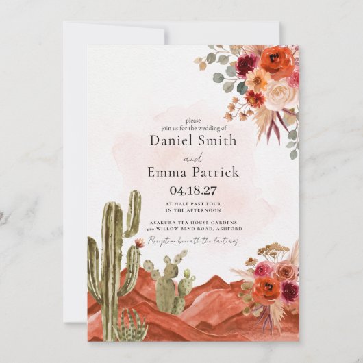 Faire-part de mariage Boho Desert Cactus (Devant)