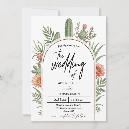 Faire-part de mariage Boho Désert Cactus (Devant)