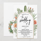 Faire-part de mariage Boho Désert Cactus (Devant / Derrière)
