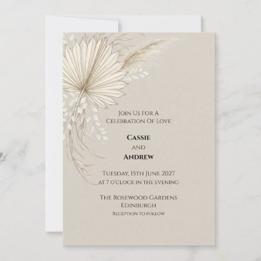 Faire-part de mariage Boho Dried Palm (Devant)