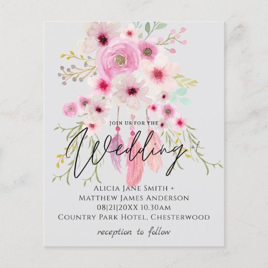 FAIRE-PART DE MARIAGE BOHO du prospectus BUDGET (Devant)