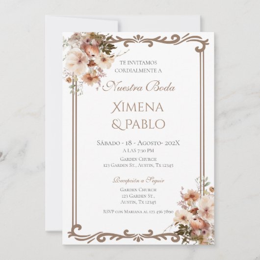 Faire-part de mariage Boho espagnol (Devant)