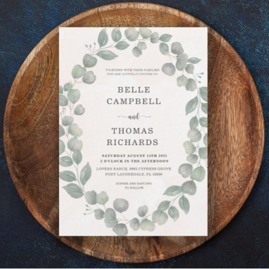 Faire-part de mariage Boho Eucalyptus Sage & Orang