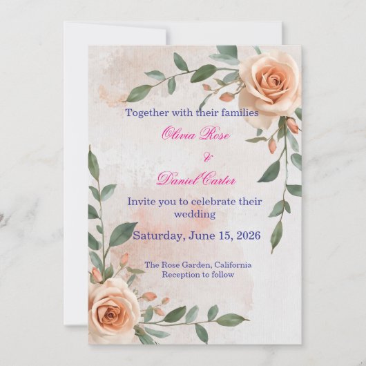 Faire-part de mariage Boho Greenery (Devant)