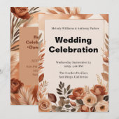 Faire-part de mariage Boho | Herbe de Pampas Terra (Devant / Derrière)
