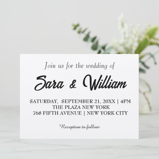 Faire-part de mariage Boho Kraft simple (Debout devant)