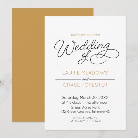 Faire-part de mariage boho minimale (Devant / Derrière)