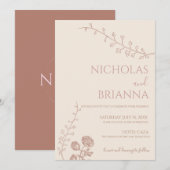 faire-part de mariage boho minimaliste (Devant / Derrière)