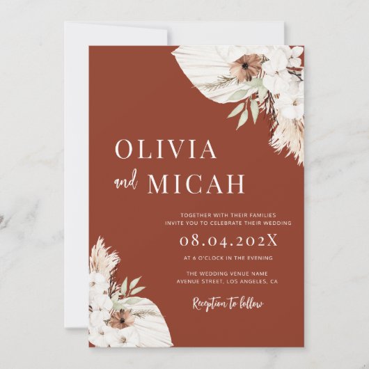 Faire-part de mariage Boho rouille (Devant)