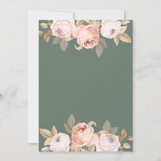 Faire-part de mariage Boho Sage Green Peonies (Dos)
