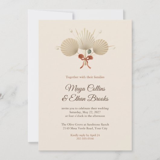 Faire-part de mariage Boho Sun Palm Spears (Devant)
