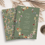 Faire-part de mariage Boho vert<br><div class="desc">Sage Green Boho Faire-part de mariage. Cette invitation de mariage élégante et élégante présente de magnifiques fleurs sauvages d'aquarelle peints à la main disposés comme une jolie couronne avec un motif de coordination sur le dos.</div>