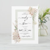 Faire-part de mariage boho vert moderne (Debout devant)