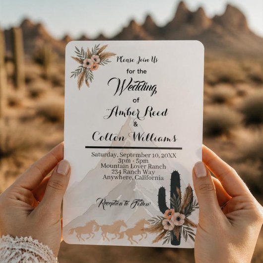 Faire-part de mariage Boho Western Mountain